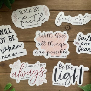 FAITH Sticker Pack | Bible Verse Stickers | Scripture Christian Stickers | Water Resistant Vinyl Laptop Sticker | Water Bottle Decals | Gift