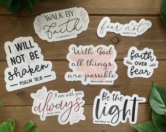 FAITH Sticker Pack | Bible Verse Stickers | Scripture Christian Stickers | Water Resistant Vinyl Laptop Sticker | Water Bottle Decals | Gift