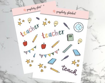 Teacher Sticker Sheet | Weatherproof | Journal | Bujo | Planner Stickers
