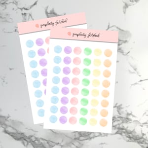 Cirkelstickervel | Esthetisch | Datumstickers | Lege cirkelstickers | Aquarel | Weerbestendig | Dagboek | Planner stickers | BuJo BuJo