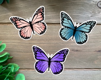 Pegatina de mariposa Ombre / Mariposa monarca / Estética / Pegatina de vinilo portátil resistente al agua / Pegatinas de botella de agua