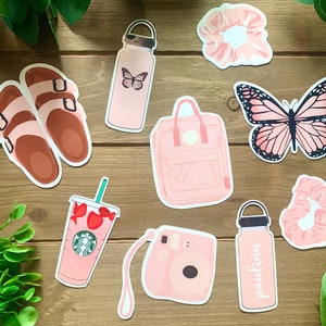 PINK VSCO AESTHETIC Sticker Pack | Water Resistant Vinyl Laptop Sticker | Water Bottle Stickers