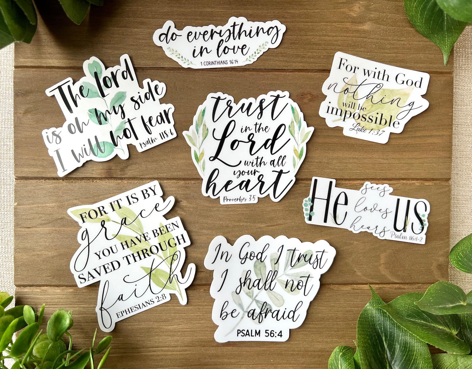 Faith Sticker Pack | Greenery Bible Verse Stickers | Scripture ...