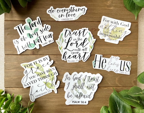 Faith Sticker Pack Greenery Bible Verse Stickers Scripture - Etsy