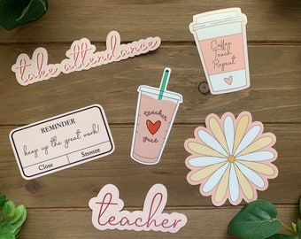 Aesthetic TEACHER Sticker Pack | Education | Boho Aesthetic | Water Resistant Vinyl Laptop Sticker | Die Cut Stickers | Water Bottle Decal