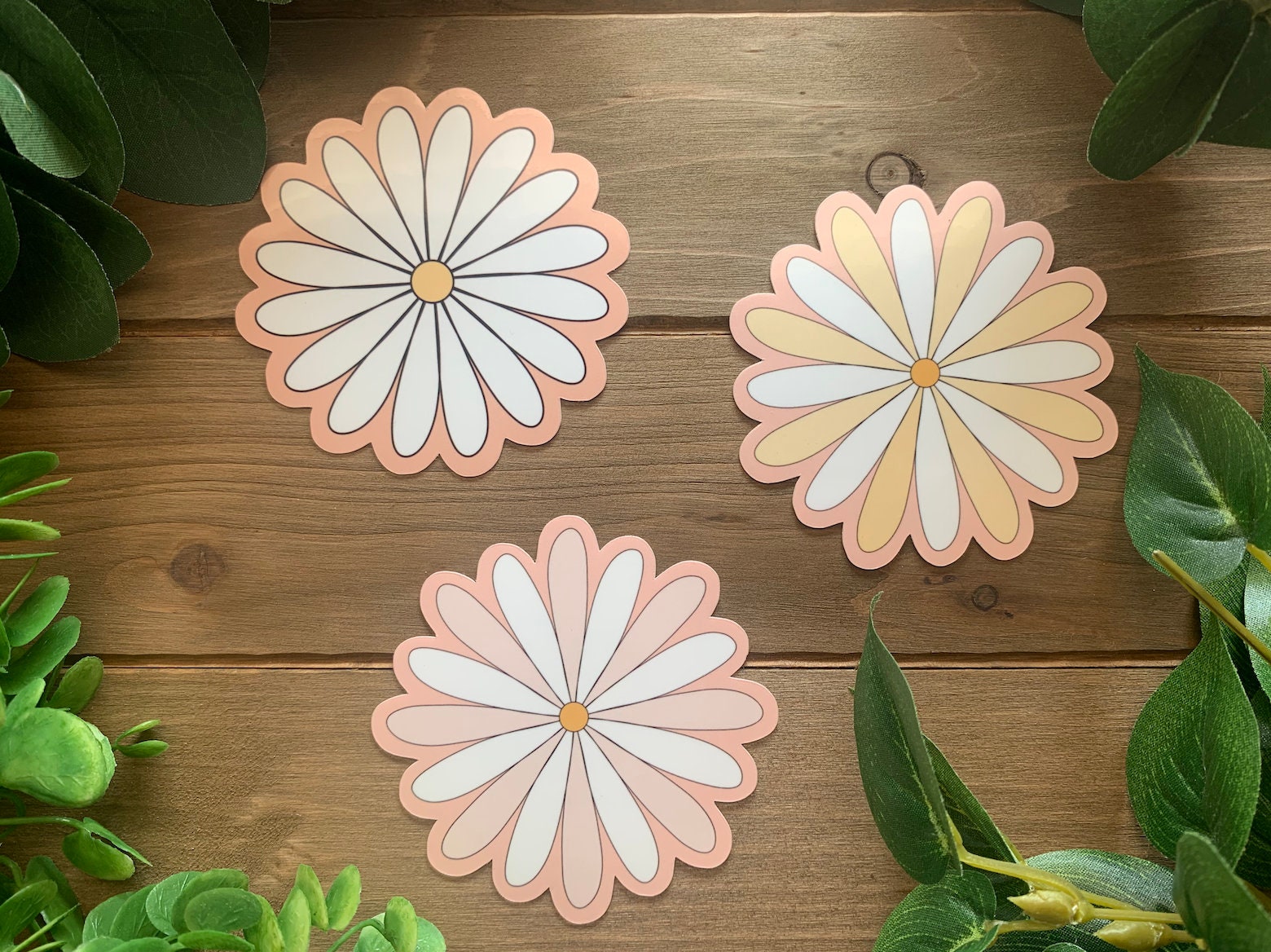 Pink Daisy Sticker Daisy Flower Sticker | Pink | Yellow | White | Water Resistant Vinyl ...