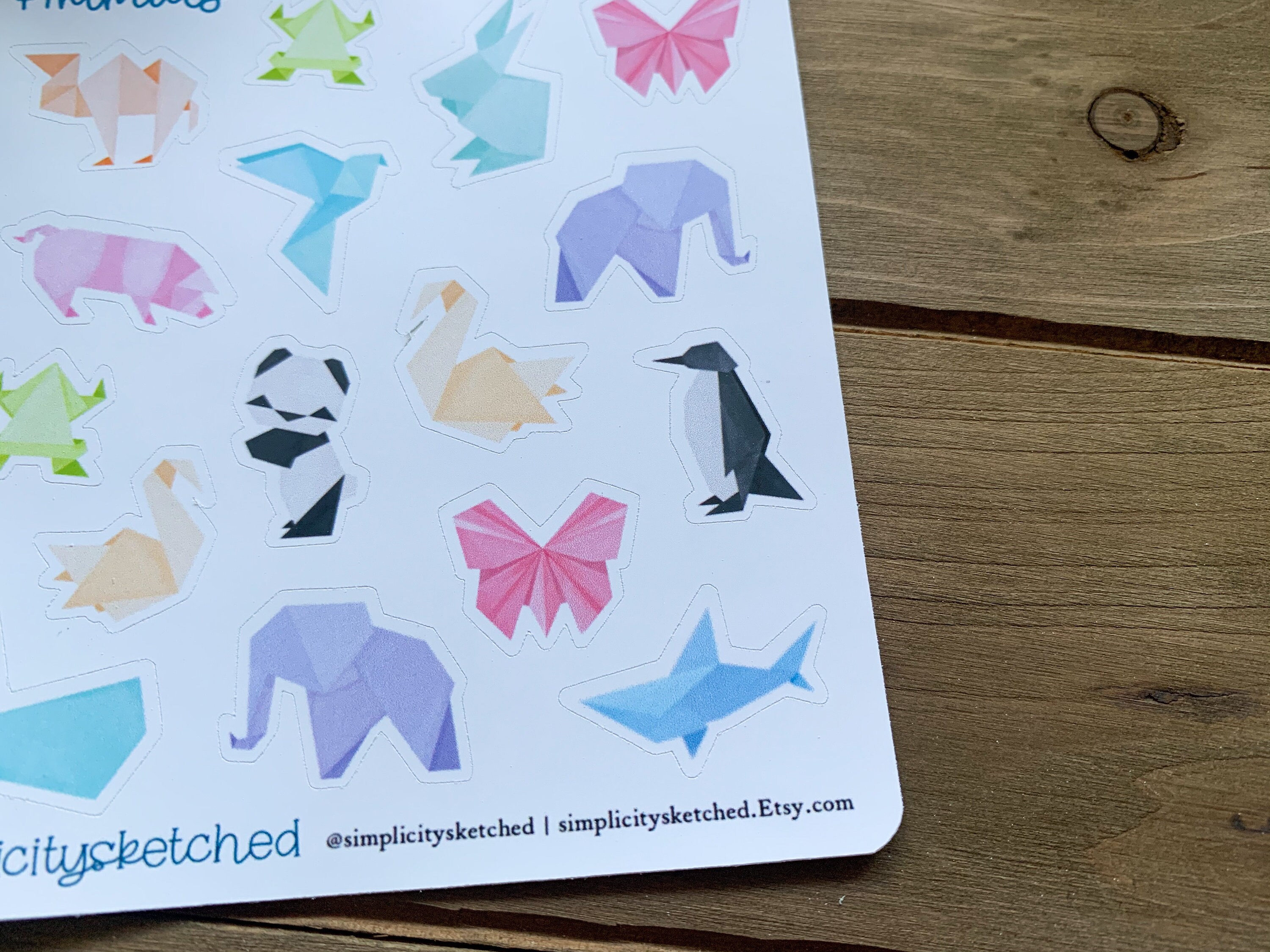 Watercolor Origami Animals Sticker Sheet Decorative Journal Etsy