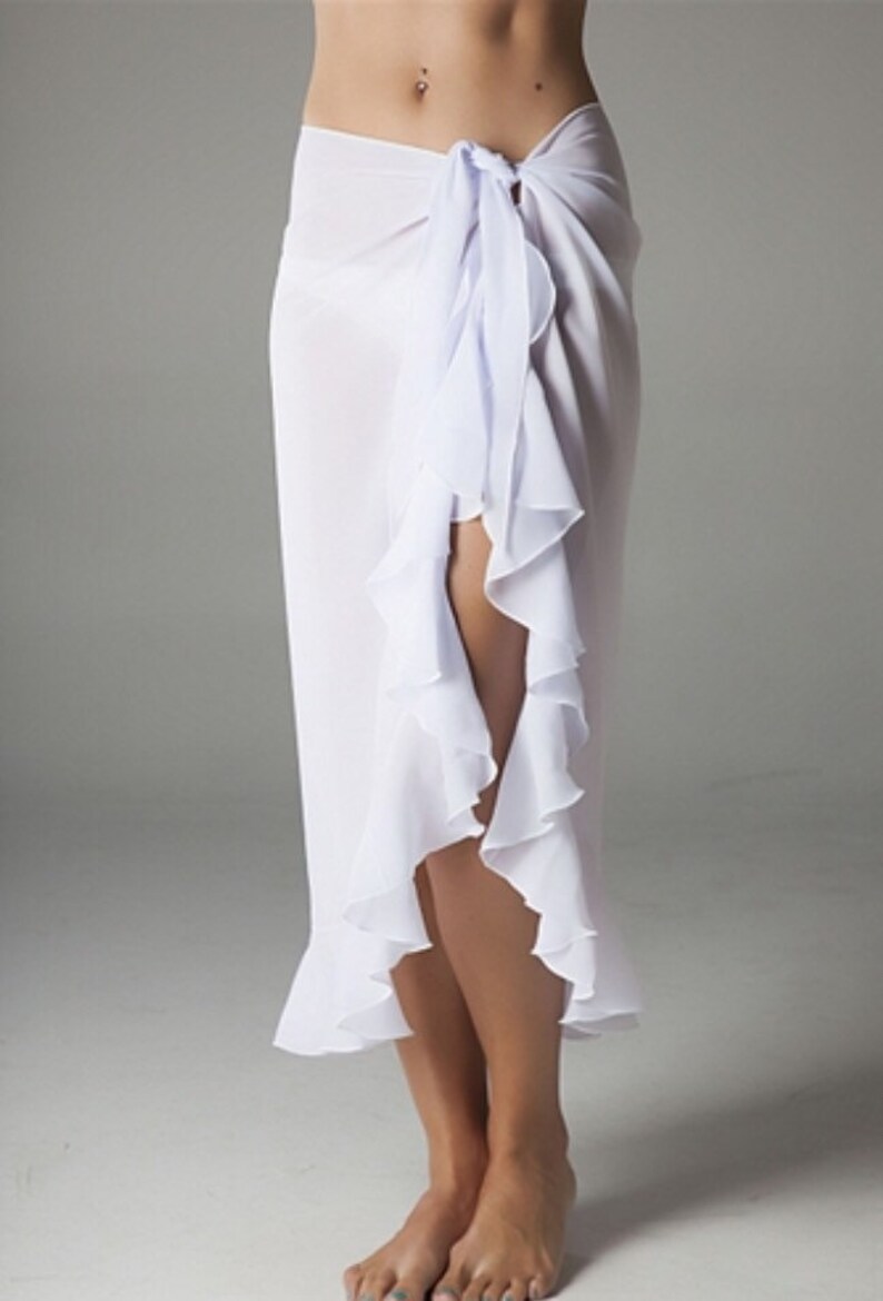 white ruffle wrap skirt