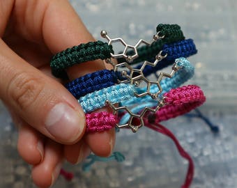FREE SHIPPING! Physicist gift, Serotonin Bracelet, Hormone of Happiness, Engineer Bracelet, Mens bracelet, Chemistry Molecule Jewelry