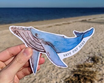 Humpback Whale Sticker, Humpback Whale, Whale, Whales, Whale Sticker, Save Our Seas Sticker, Ocean Stickers, Laptop Sticker, Laptop Decal,