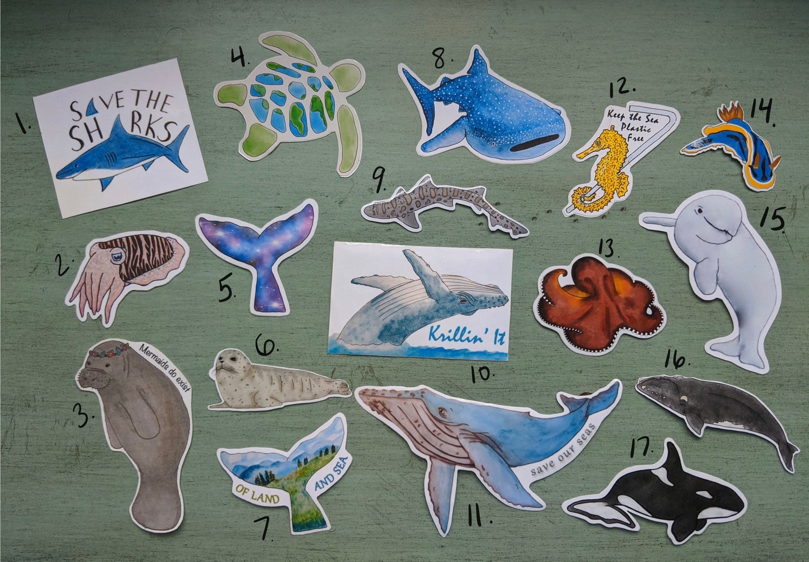 Three Sticker Bundle Plastic Free Stickers Ocean Stickers Etsy