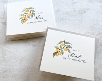 To My MOM and DAD On My Wedding Day Card Real Watercolor Painting Lemon