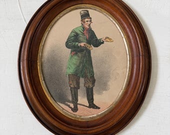 Victorian Mousetrap Man Waltz Print – Oval Wooden Frame Wall Decor