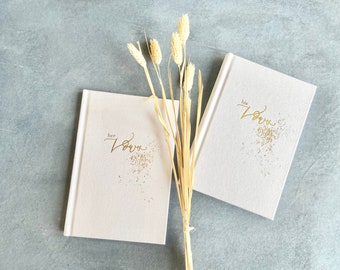 Velvet Wedding Vow Books: Gold Foil Letterpress, His & Hers - Set of 2