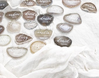 Agate Slice Calligraphy Place Cards | Wedding Escort Cards (2-3.5")