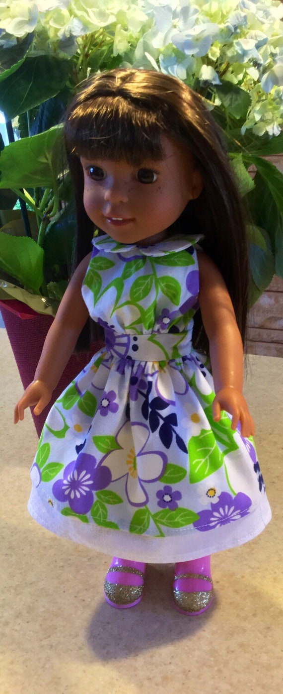 Spring Purple Dress Fits American Girl Wellie Wisher Doll Clothes