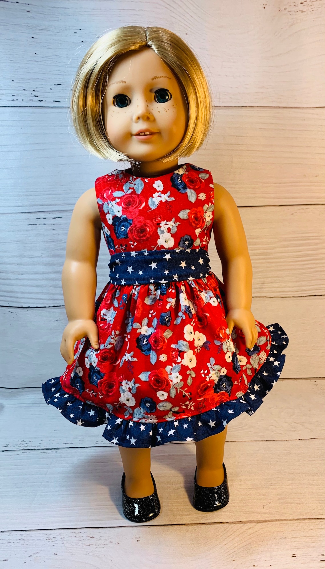 Fourth of July patriotic floral 18 inch doll dress fits | Etsy