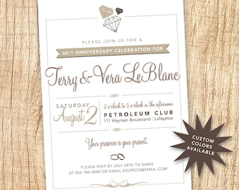 60th anniversary invitations etsy
