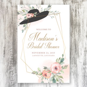 Kentucky Derby Bridal Shower Welcome Sign, Derby Hat Sign, Derby Shower Invitation, Bridal Party Derby Theme