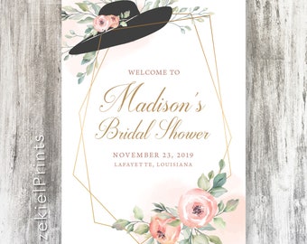 Kentucky Derby Bridal Shower Welcome Sign, Derby Hat Sign, Derby Shower Invitation, Bridal Party Derby Theme