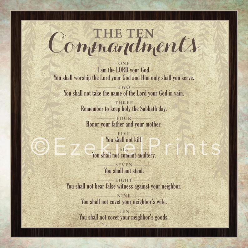 10 Commandments Wall Art Printable Religious Scripture Instant
