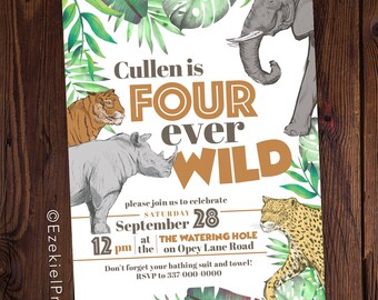 Four Ever Wild Birthday Party, Wild Four, Animal Jungle Birthday Party
