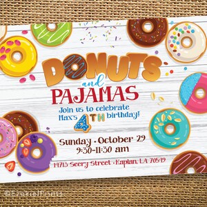 Donuts Birthday Party, You Donut Want to Miss This, Donut Invitation, Pajama Party