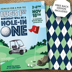 Hole in One Birthday Party, Golf Party Invitation, First Birthday, Golf Party, Hole in One