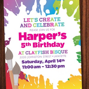 Art Party Invitation, Paint Party, Art Birthday Invitation, Paint Splatter Invitation