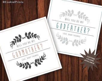 Printable Godparent Announcement Cards