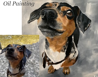 Pet Dog Portrait Custom Commission Oil Painting on Canvas