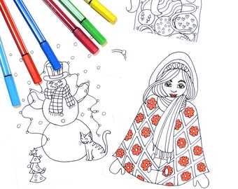 DIY Christmas Coloring Cards | Instant Download Printables