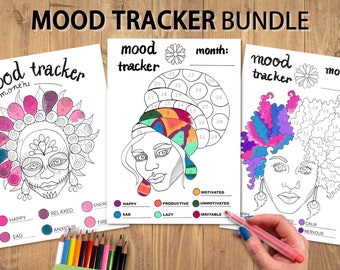 Printable Mood Tracker PDF Bundle | A4 & A5 | Monthly Mood Chart Set | Bullet Journal Insert