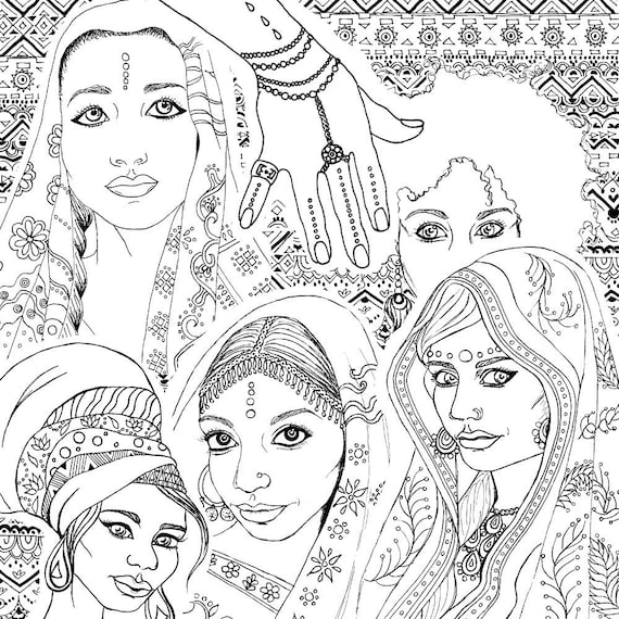 Download Coloring Book for Adults Indian & African Fashion ...