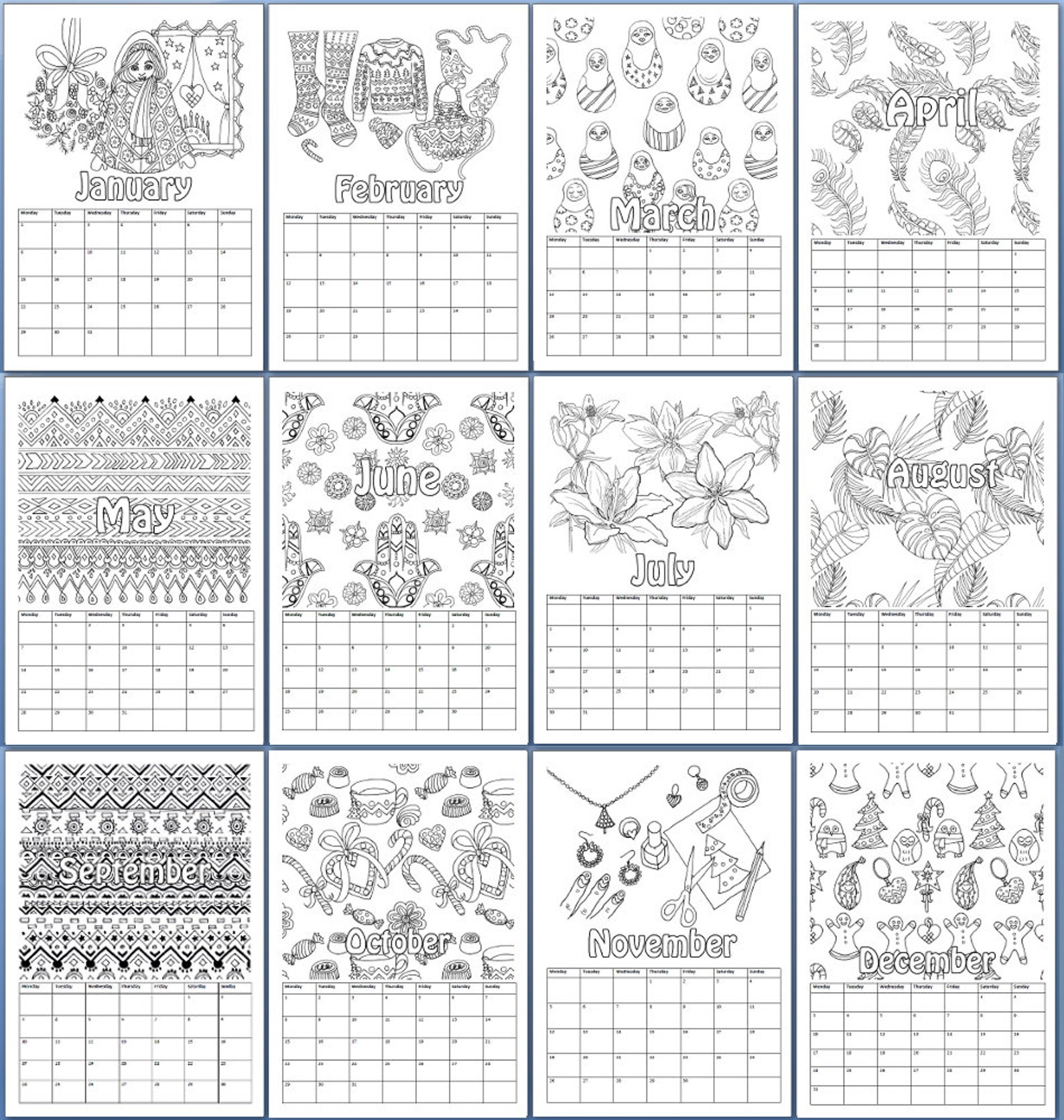 2023 Coloring Calendar Printable Template Calendar