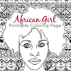 African Coloring Page Adult Coloring Page African Girl Tribal Coloring Printable Coloring Page image 1