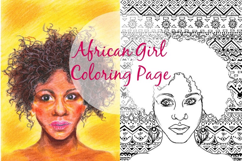 African Coloring Page Adult Coloring Page African Girl Tribal Coloring Printable Coloring Page image 5