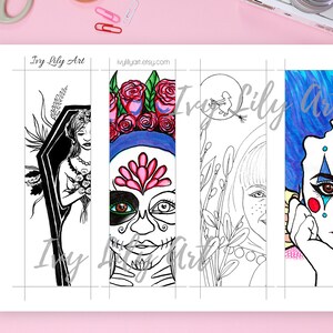 Printable Coloring Bookmarks Bundle Indian, African, Arab Girls & Russian Dolls Set of 20 Adult Coloring Bookmarks image 4