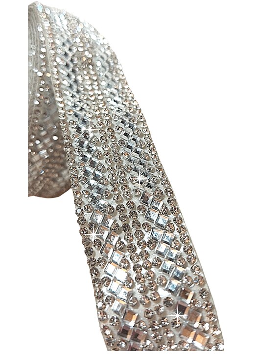 1 Pcs 4 Rows Of Crystal Rhinestone Strips, Self-Adhesive Diamond