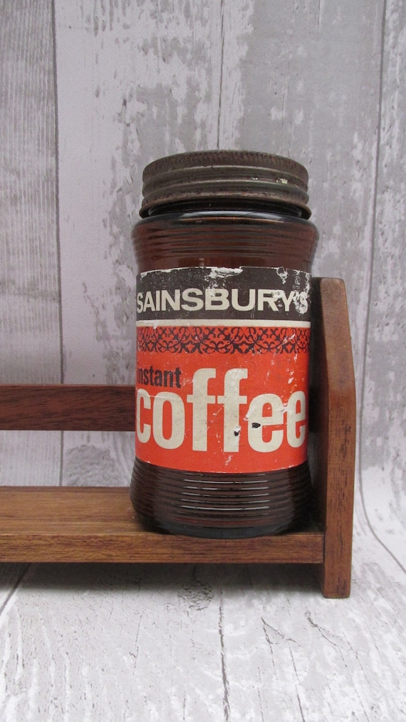 Vintage 1970s Empty Glass Sainsbury S Instant Coffee Jar Etsy
