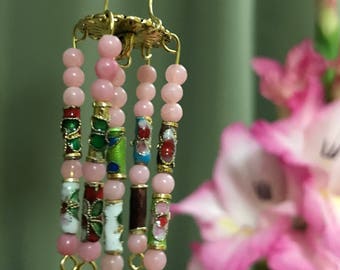 Pink Beaded Wind Chime for Fairy Gardens