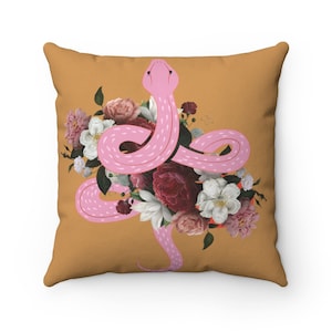Floral Snake Spun Polyester Square Pillow