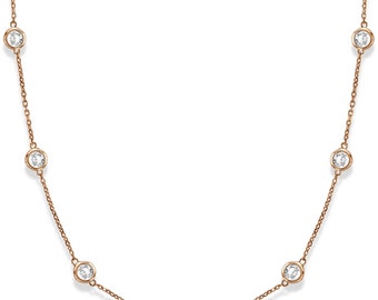 Dainty 14k Gold Diamond by the Yard Necklace: Handmade Bezel Set