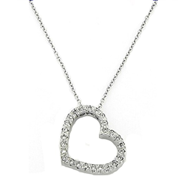 Diamond Heart Necklace, Mother Daughter Necklace Heart, 14k Solid