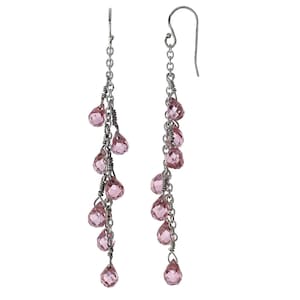 Pink Preciosa Crystal, Chandelier Bobeche, Bbridesmaid Earrings Set Of 7, Strand Earrings, Pink Preciosa, Chandelier Earrings Wedding