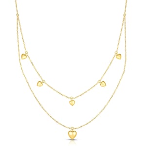 Gold Layered Necklaces / Gold Heart Necklace / Layered Necklace Set Gold /  /Multi-Strand / Delicate Necklace/ Valentines Day Gift For Her