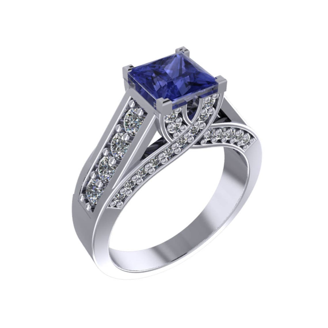 Tanzanite Wedding Band Tanzanite Band Herkimer Diamond Etsy