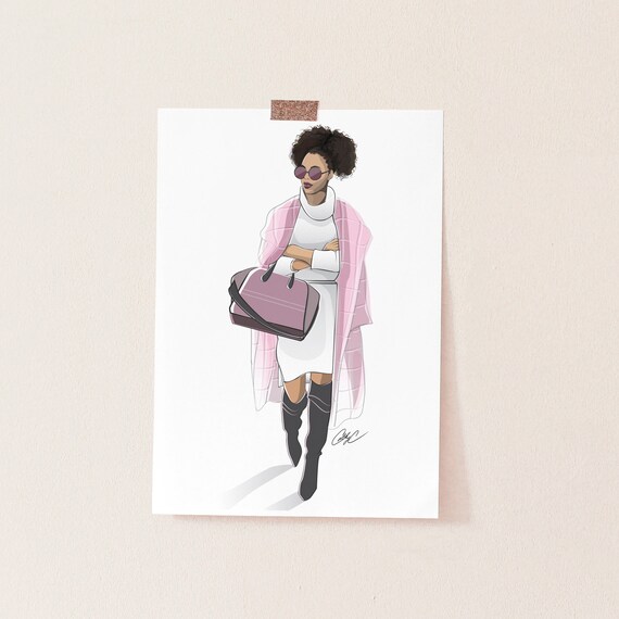 Black Girl Magic Fashion Illustration Wall Art Melanin Etsy