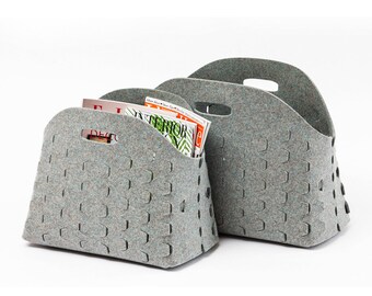 Felt storage basket, scales basket, felt bin, modern storage basket, storage bin, wool felt basket, cut out basket, felt magazine holder