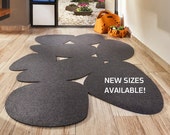 Gray modern minimalist wool felt area rug, Eco friendly boho rug, Scandinavian rug, bedroom & living room rug, modern design carpet